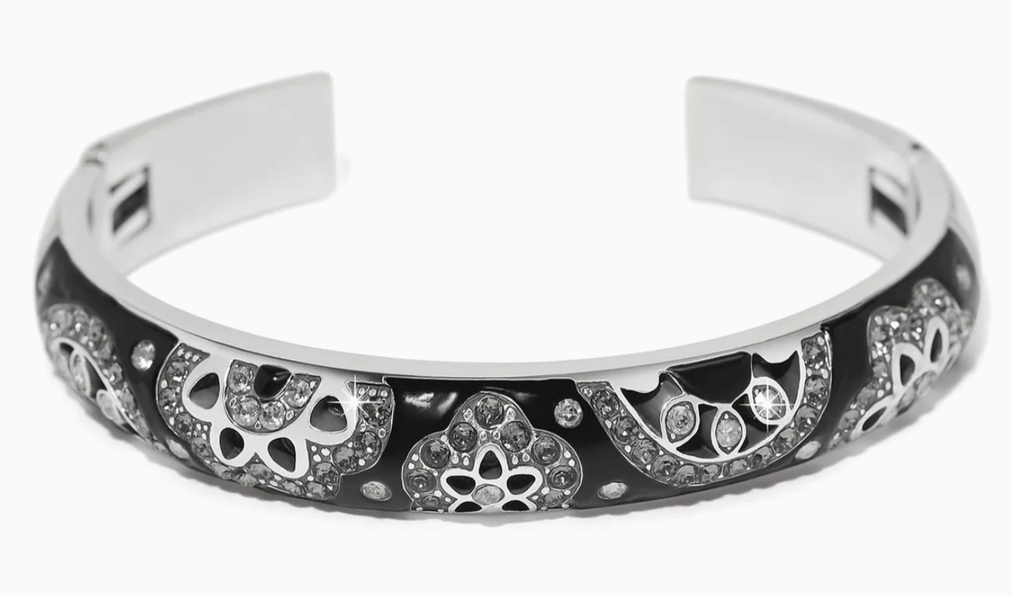 JF0405 Flora Black Double Hinged Bangle Bracelet