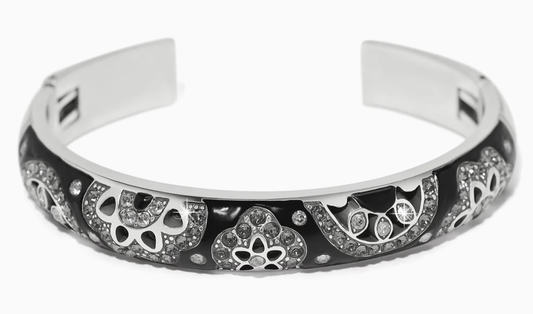 JF0405 Flora Black Double Hinged Bangle Bracelet