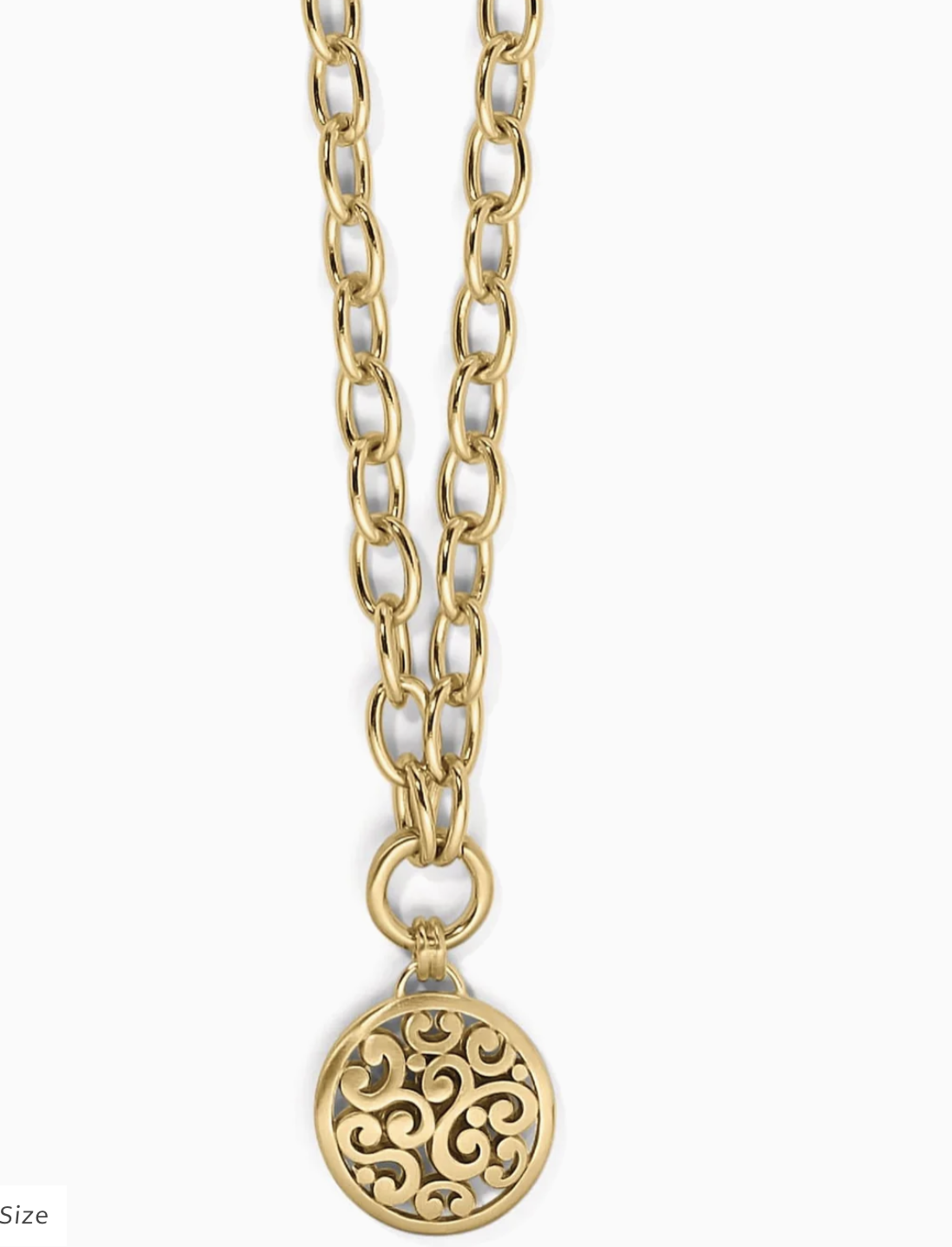 JM7428 Contemp Medalian Nklace - Gold