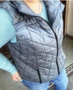 Plus Quilted Vest with  zipper - Gray