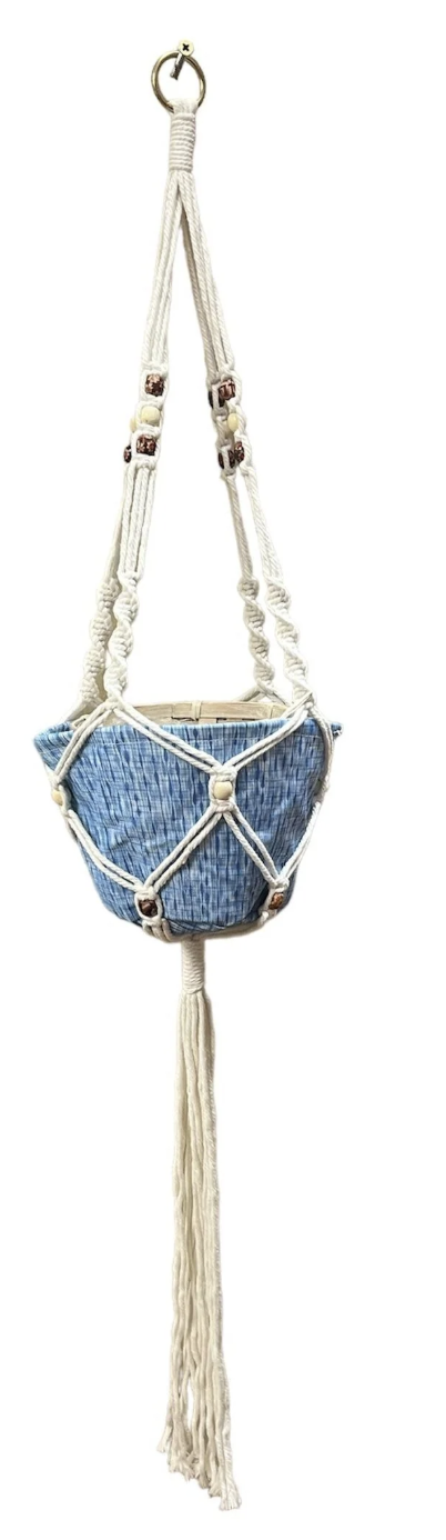 Macrame Hanging Planter - blue