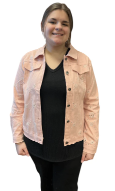 Eyelet Stretch Jacket - Peach-SALE