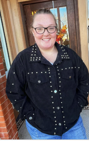 Corduroy Studded Jacket - Black-SALE