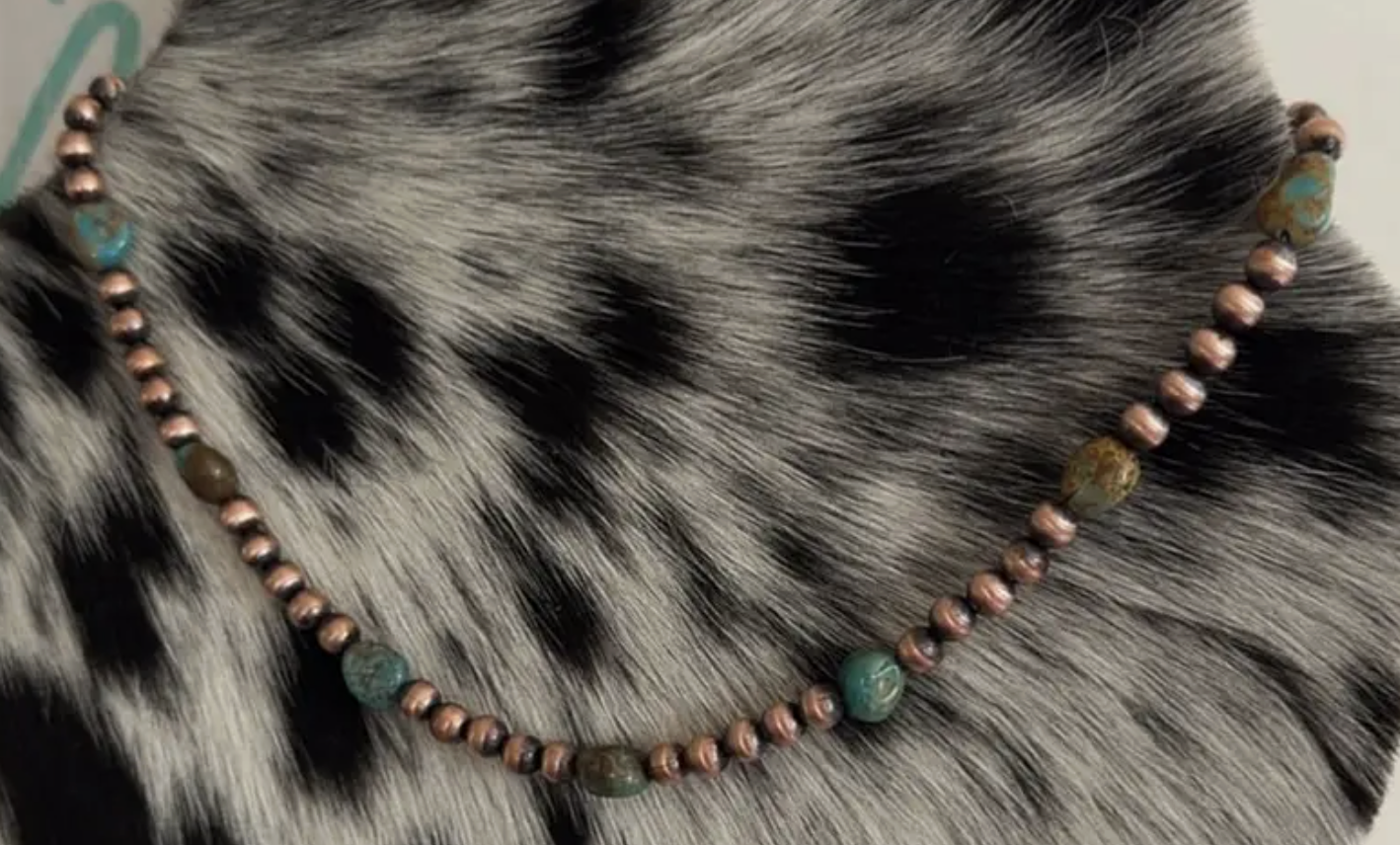 Copper Pearls & Turquoise 20" 6 mm 20 inches