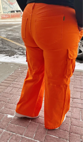 Womens Orange Cargo Pants-SALE