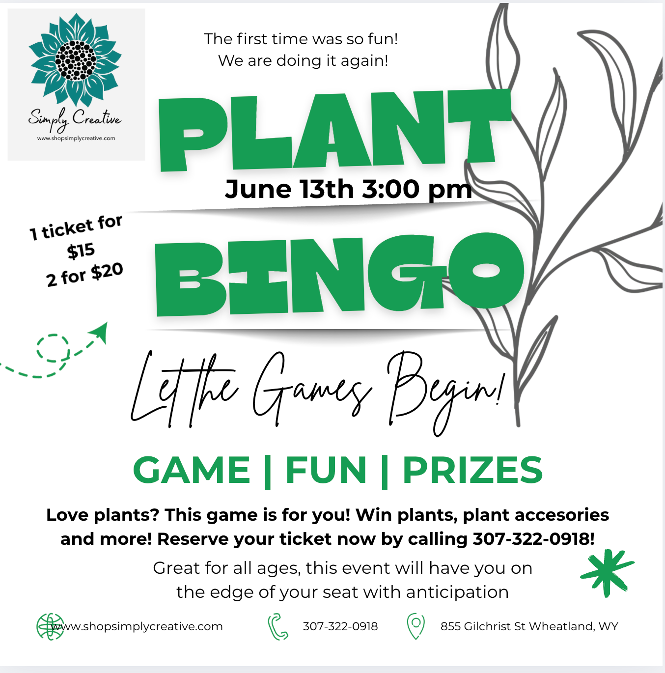 Plant Bingo Ticket June 13th