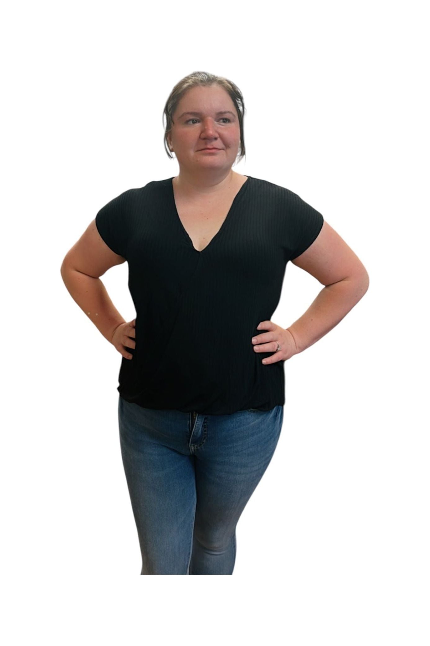 Surplice Neck Sleeveless Black