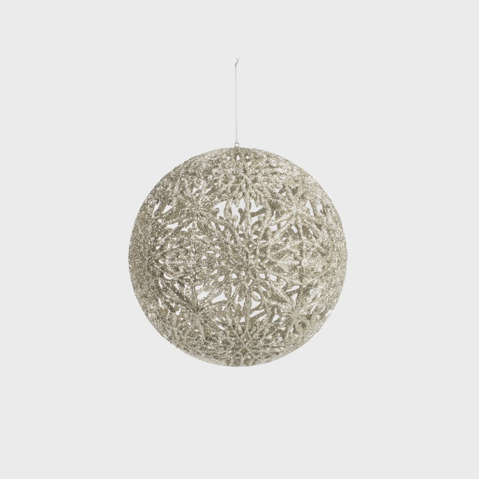 Oversized Metallic Globe Snowflake Ornament - Silver
