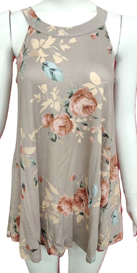 Simply Vera Floral Top- Mocha