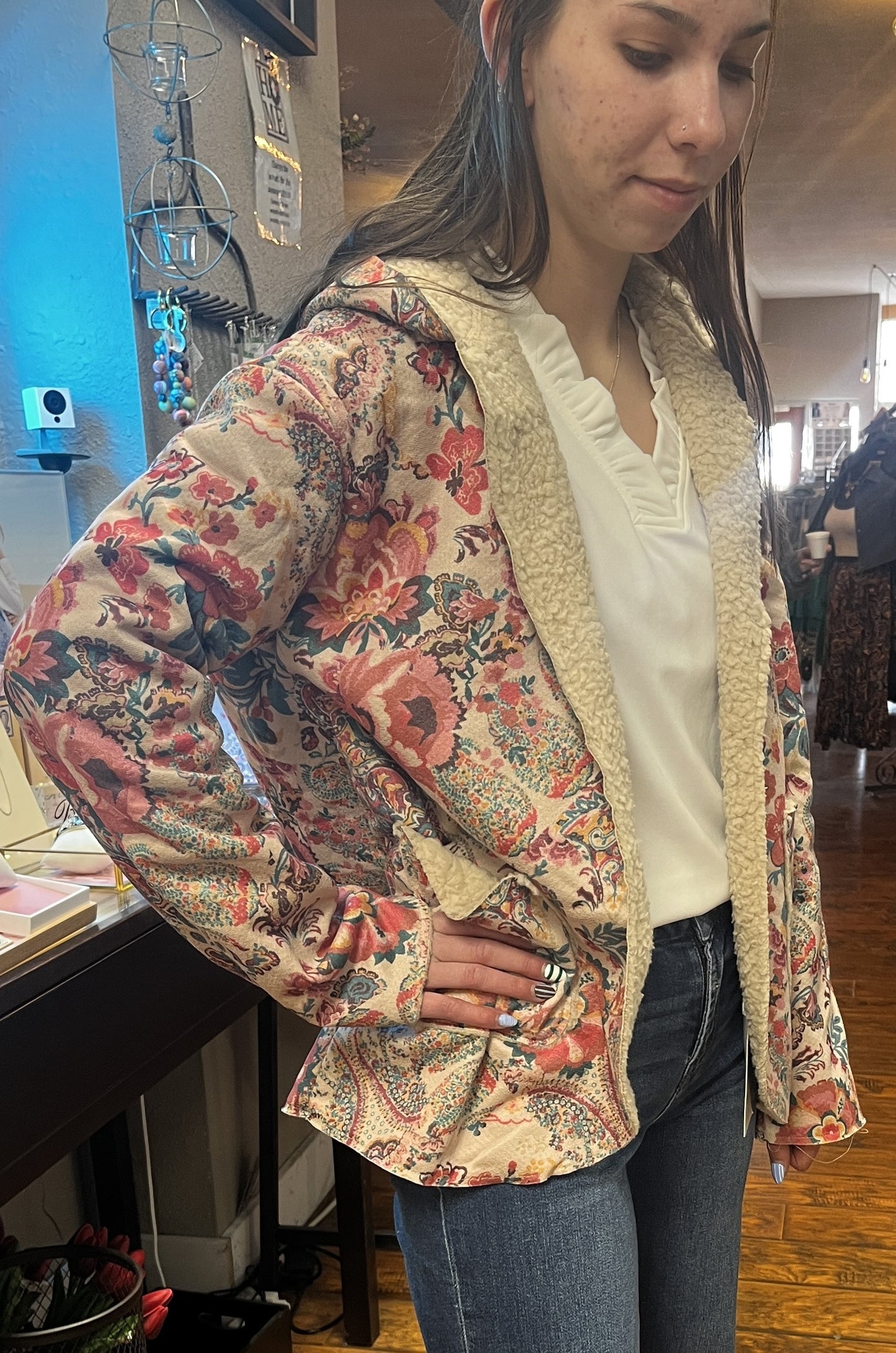 Vintage Paisley Sherpa Lined Hooded Jacket