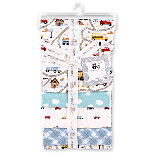 Flannel Receiving Blankets - 4 pk-blue