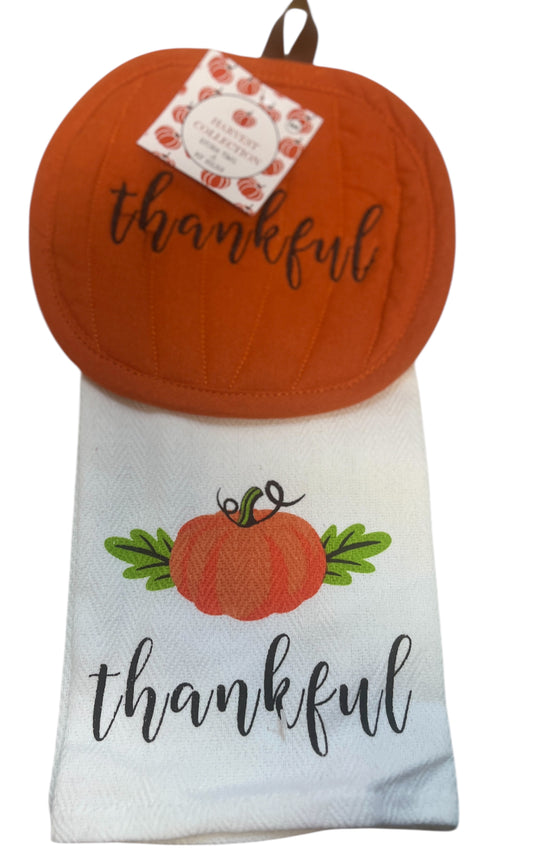 2pk. Fall Pot Holder/Towel -4 asst.