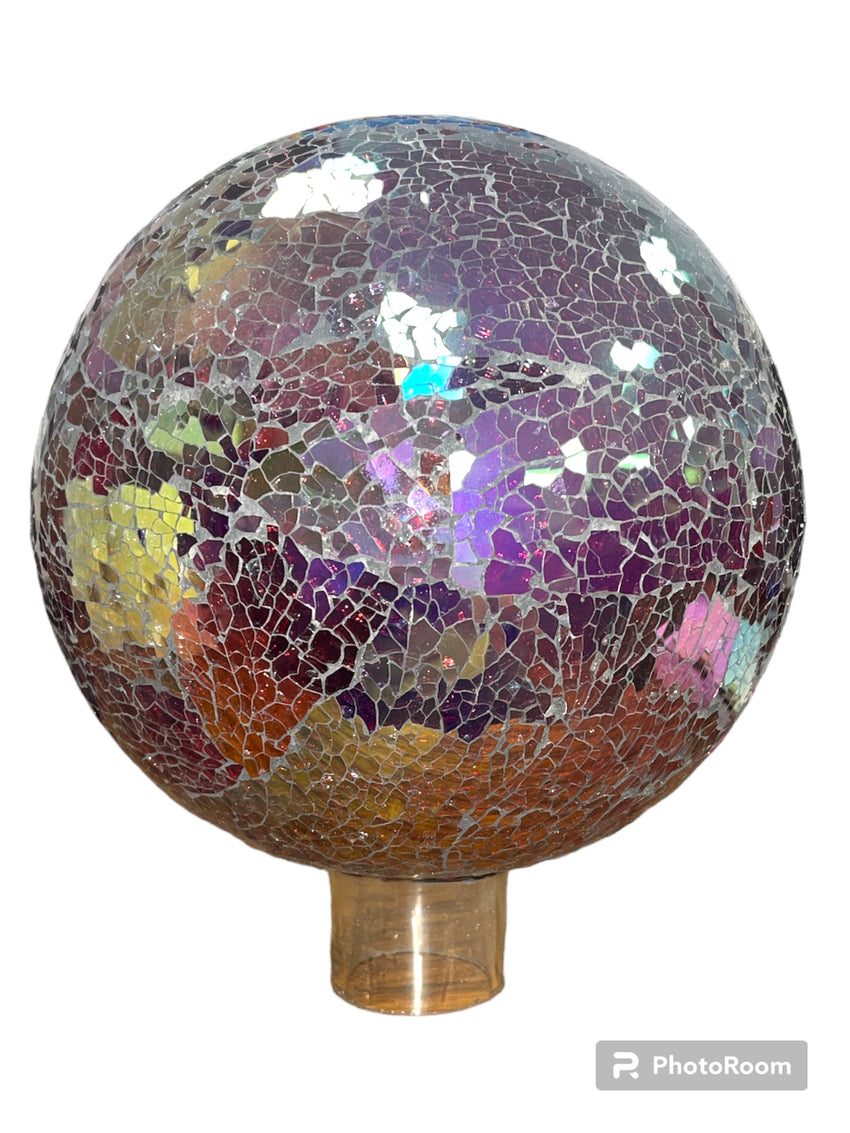 8in Mosaic Glass Gazing Ball Baroque