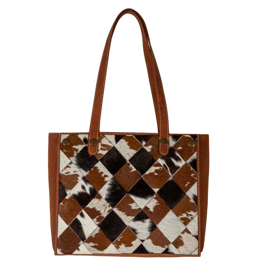 Pecos Rising Weave Pattern Leather Hairon Bag