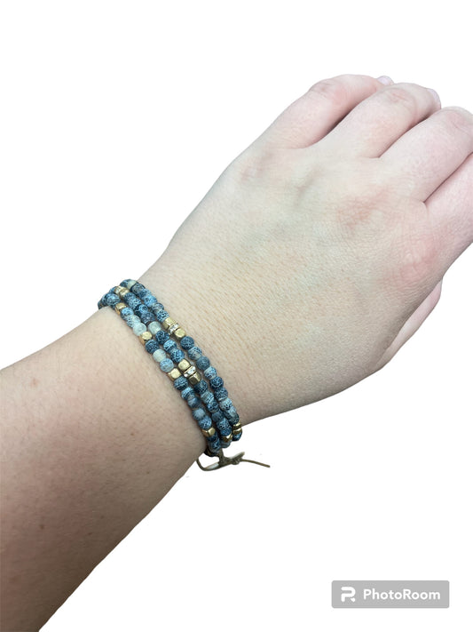 Navy and Gold Beaded Bracelet