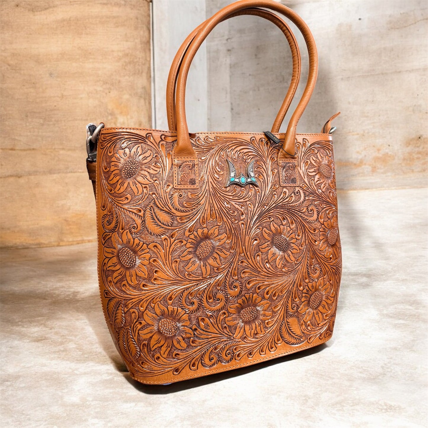 Drover Large Bag Brown-Hand Tooled-Loyal West