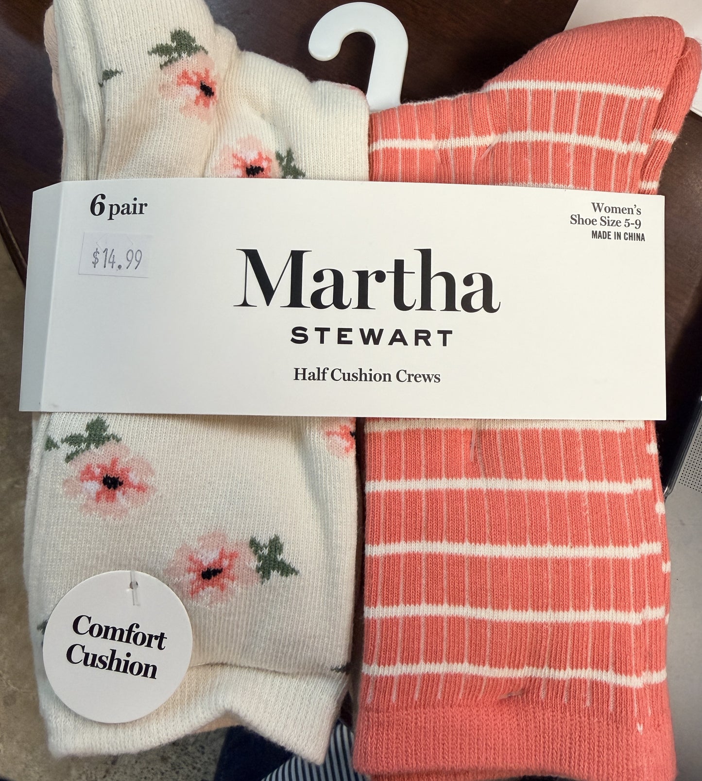 Martha Stewart Mother's Day floral crew sock - asst.
