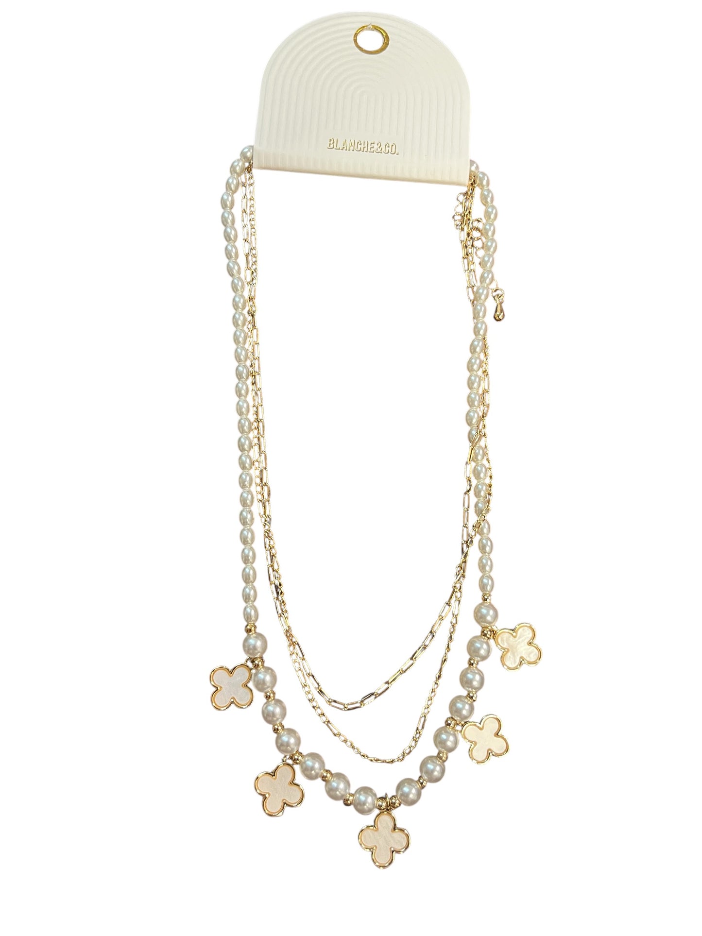 Pearl & Clover Layered Necklace - gold