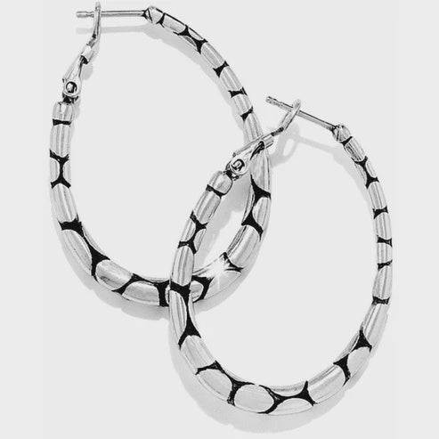JE0350 SIL Pebble Oval Hoop Earrings