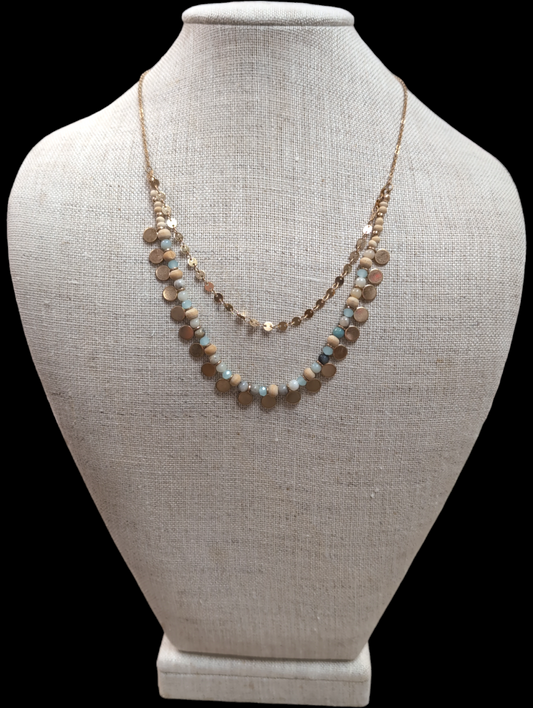 2 Layer Gold Ocean Bead Jewelry Set