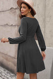 Scoop Neck Empire Waist Long Sleeve Mini Dress - Online Only