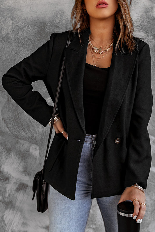 Double-Breasted Blazer with Pockets - Online Only