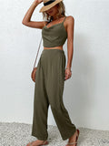 Crisscross Back Cropped Top and Pants Set-Online Only