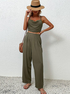 Crisscross Back Cropped Top and Pants Set-ONLINE ONLY