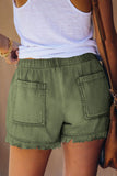 Pocketed Frayed Denim Shorts-Online Only