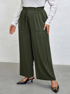Plus Size Tied Wide Leg Pants-ONLINE ONLY