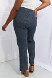Judy Blue Cassidy Full Size High Waisted Tummy Control Striped Straight Jeans-Online Only