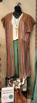 Multiwoven Striped Kimono