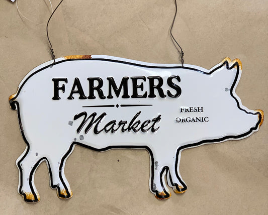 Farmhouse Enamel Pig Hanging Sign