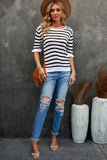 Striped Tie Back Flare Sleeve Knit Top-ONLINE ONLY