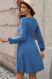 Scoop Neck Empire Waist Long Sleeve Mini Dress - Online Only