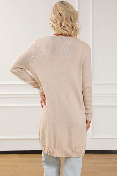 Pocketed Long Sleeve Cardigan-Online Only