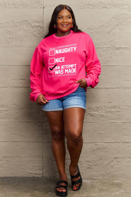 Simply Love Full Size Letter Graphic Long Sleeve Sweatshirt - Online Only