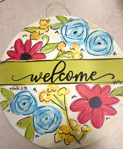 Baxter & Me Floral Welcome sign