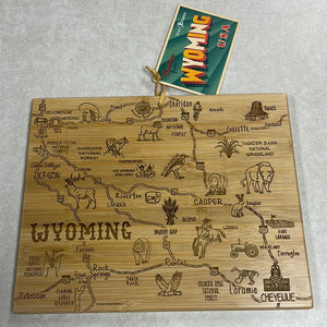 Laser-Etched Destination Wyoming cutting and serving board
