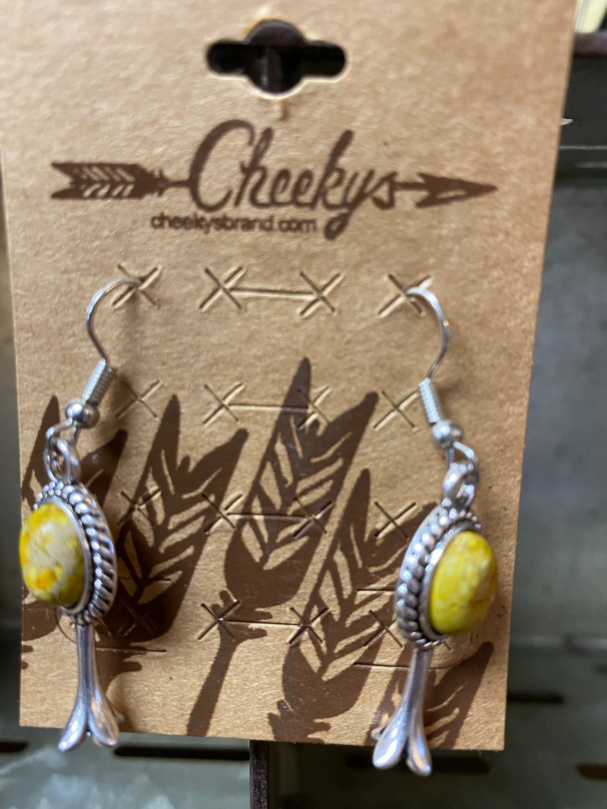 Cheeky’s Squash Blossom Earrings with Mustard Stone