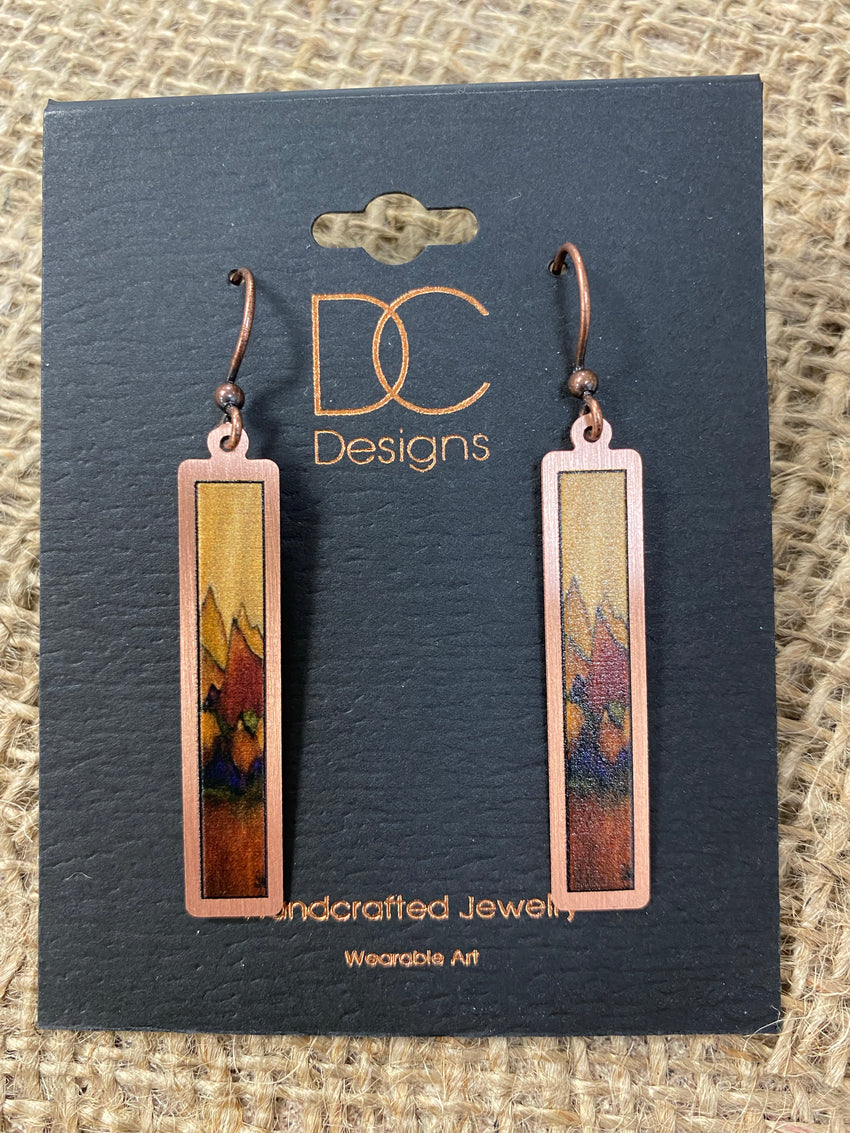 DC Design Illustrated Light Bronze Mountain  Drop Earrings