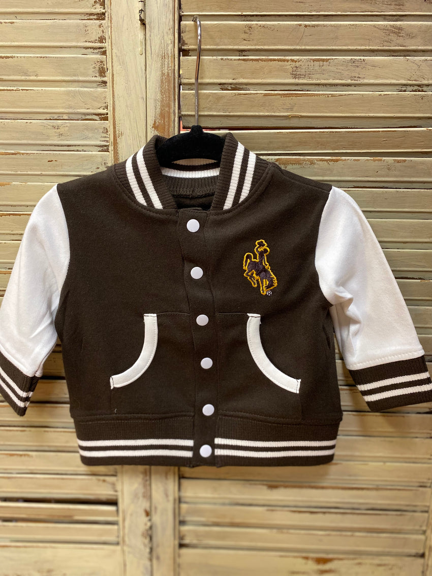Wyoming baby clothing varsity jacket
