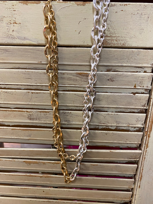 Silver & Gold Layered Chain Necklace