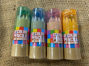 12 Mini Color Pencils and Sharpener