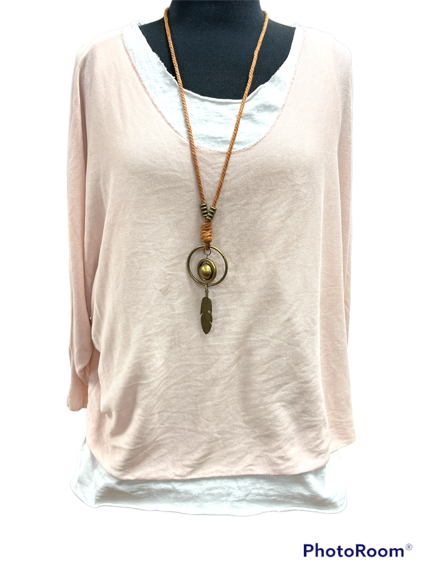 2pc One Size Top w/ Necklace