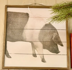 Pig Framed Sign